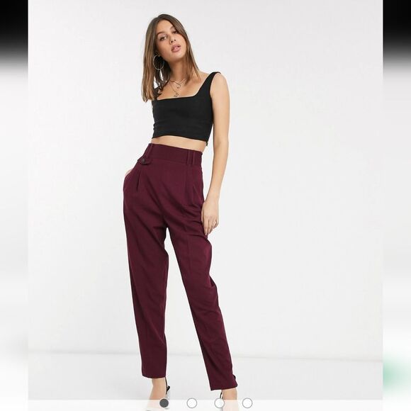 ASOS DESIGN Tall Tailored High Waist Balloon Pant Sz 6 Oxblood - Picture 1 of 14